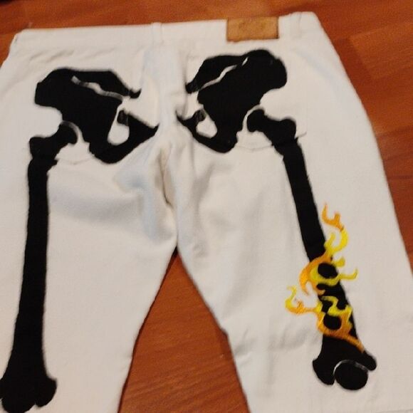 White Studded Men's Pants - Picture 5 of 6